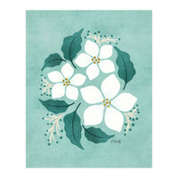 White Flowers On Mint (Print Only)
