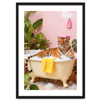Leopard in Bathtub, Surreal Bathroom Scene