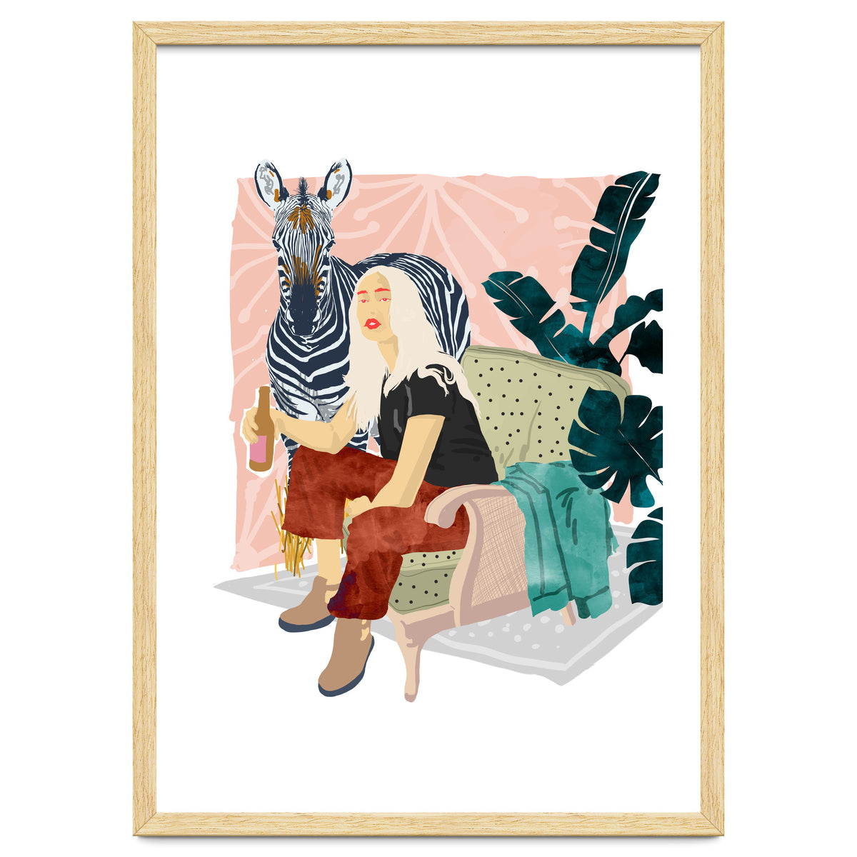 Zebra Hangout | Wildlife Urban Jungle Décor | Banana Leaves Monstera Plant Lady Fashion