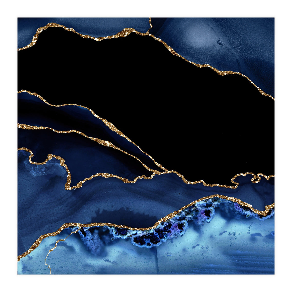 Navy & Gold Agate Texture 14 (Print Only)