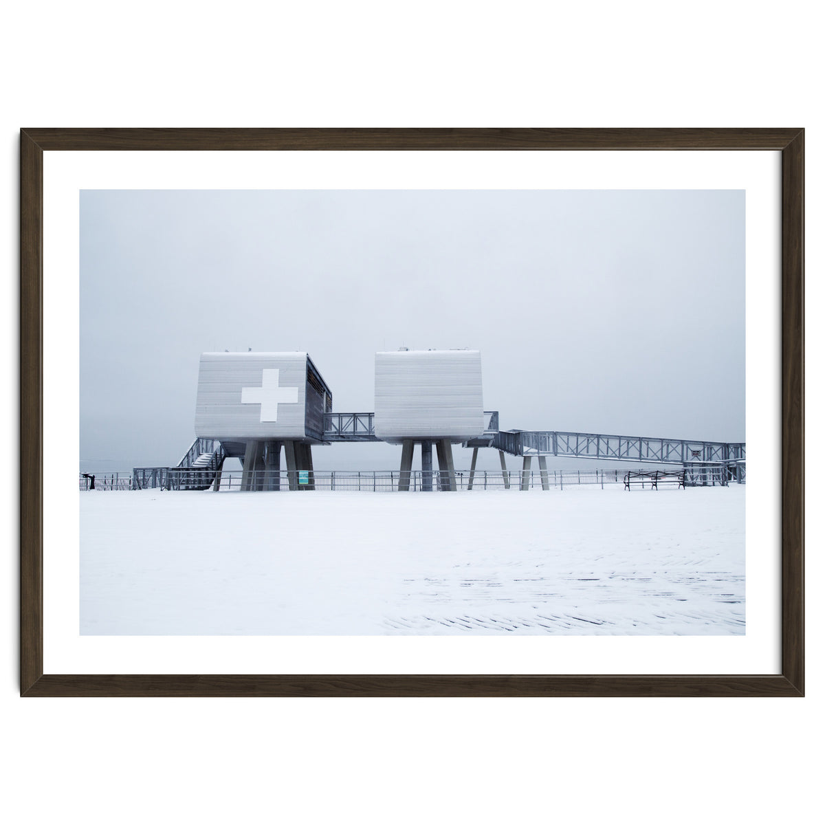 First aid house in the winter seascape