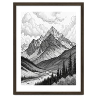 Majestic Alpine Mountain Range Sketch