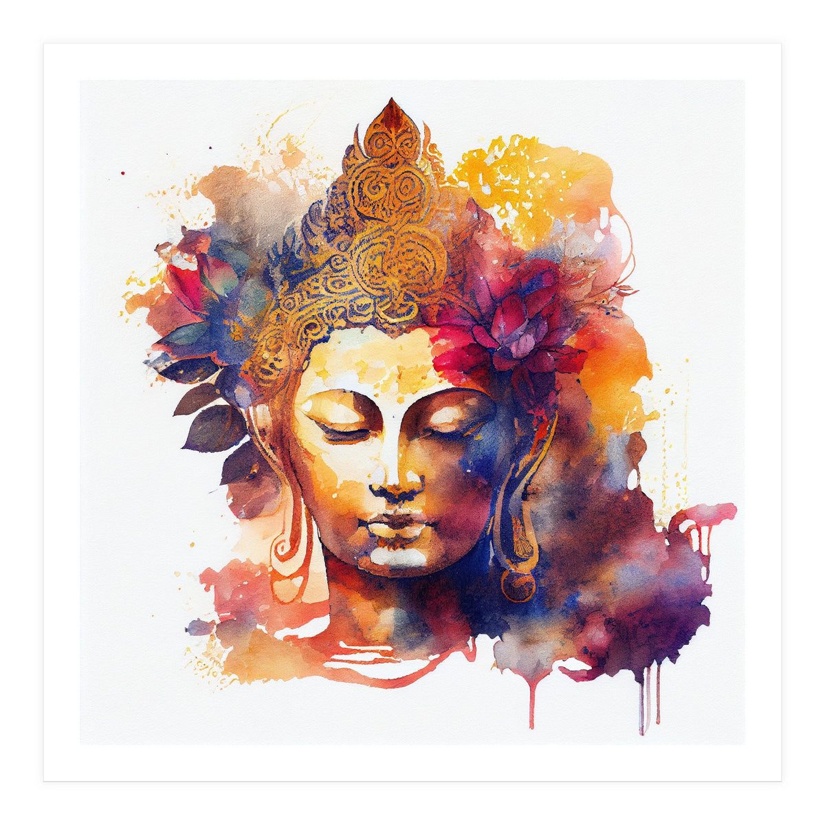 Lotus Bloom Buddha Portrait (Print Only)