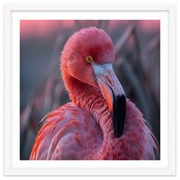 Pink Flamingo Bird Close Up Portrait