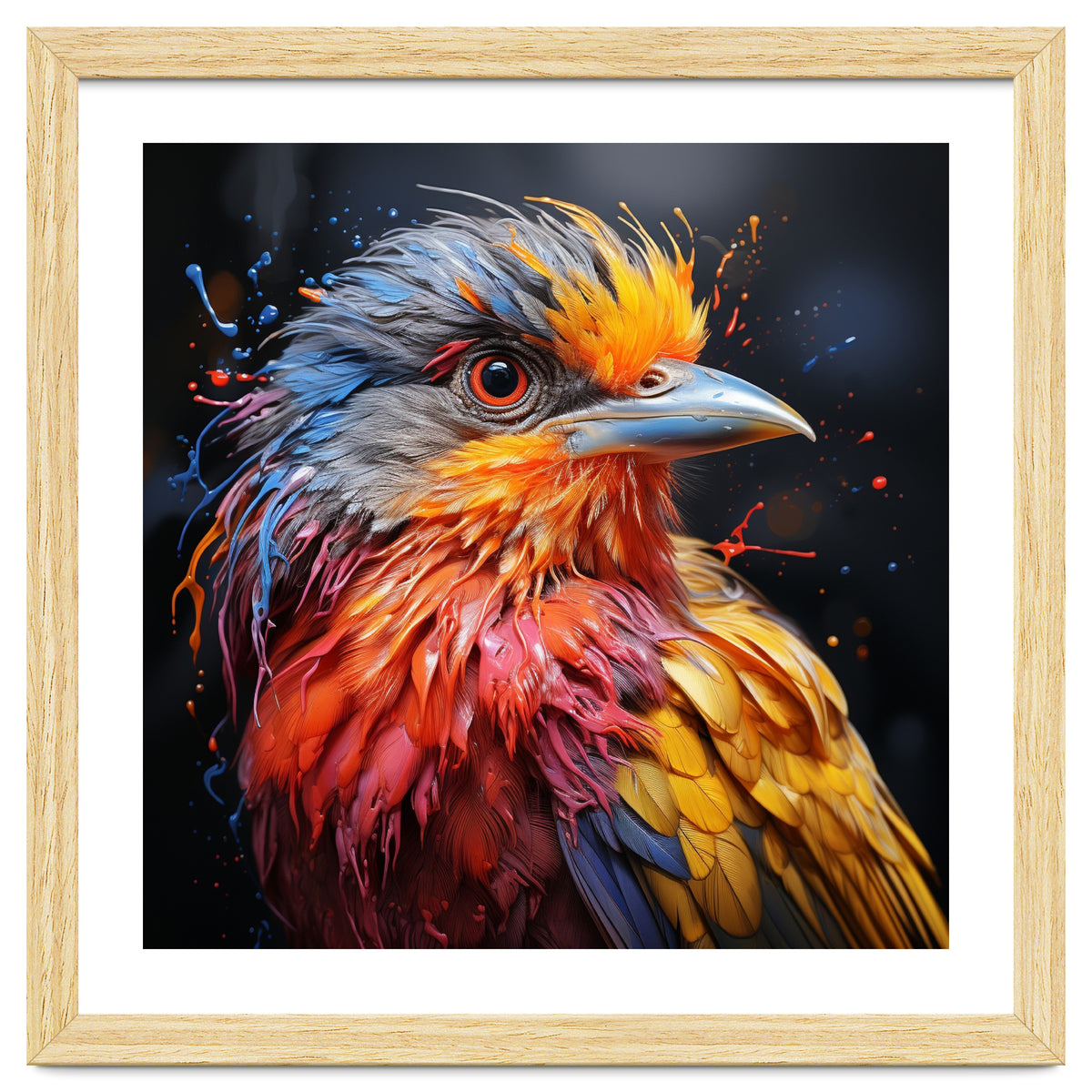 Vibrant Bird With Colorful Splatter Paint