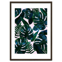 Tropical Nature Monstera Watercolor Painting, Botanical Jungle Dark Palm Illustration