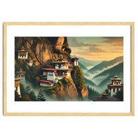 Vintage Bhutan, Mountain Monasteries Poster