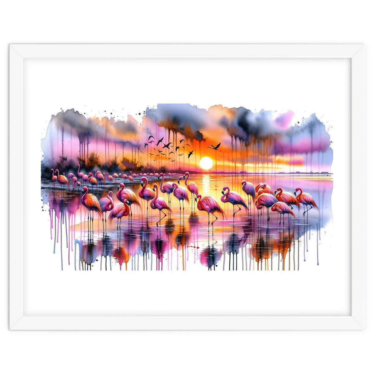 Flamingo Sunset On The Coast