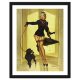Pinup Girl In Black Dress On A Hall Experiencing Sudden Wind thumbnail