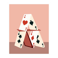 A House Made Of Cards, Relationship Concept Painting, Illustration Playing Cards, Spade Heart Eclectic Bohemian Contemporary (Print Only)