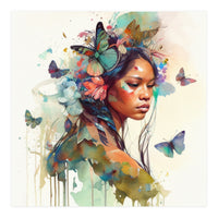 Floral Native Warrior Woman Butterfly Dance (Print Only)