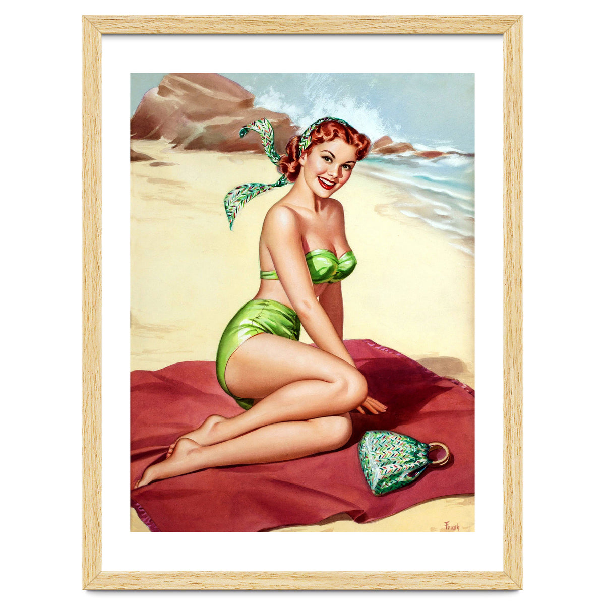 Smiling Pinup Sexy Girl On The Beach