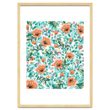Tangerine Dreams, Orange & Mint Botanical Jungle Watercolor Painting, Colorful Plants Floral Summer thumbnail