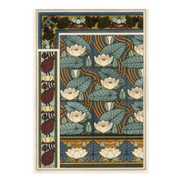 The water lily, Nelumbo lutea, in wallpaper and tile patterns. Lithograph by Verneuil. (Print Only)
