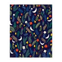 Moon Garden, Vintage Botanical Nature Plants, Bohemian Forest Jungle Pattern, Colorful Eclectic Tropical (Print Only)