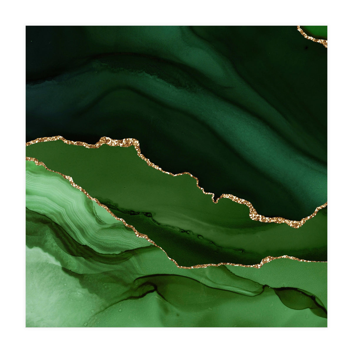 Green & Gold Agate Texture 12  (Print Only)