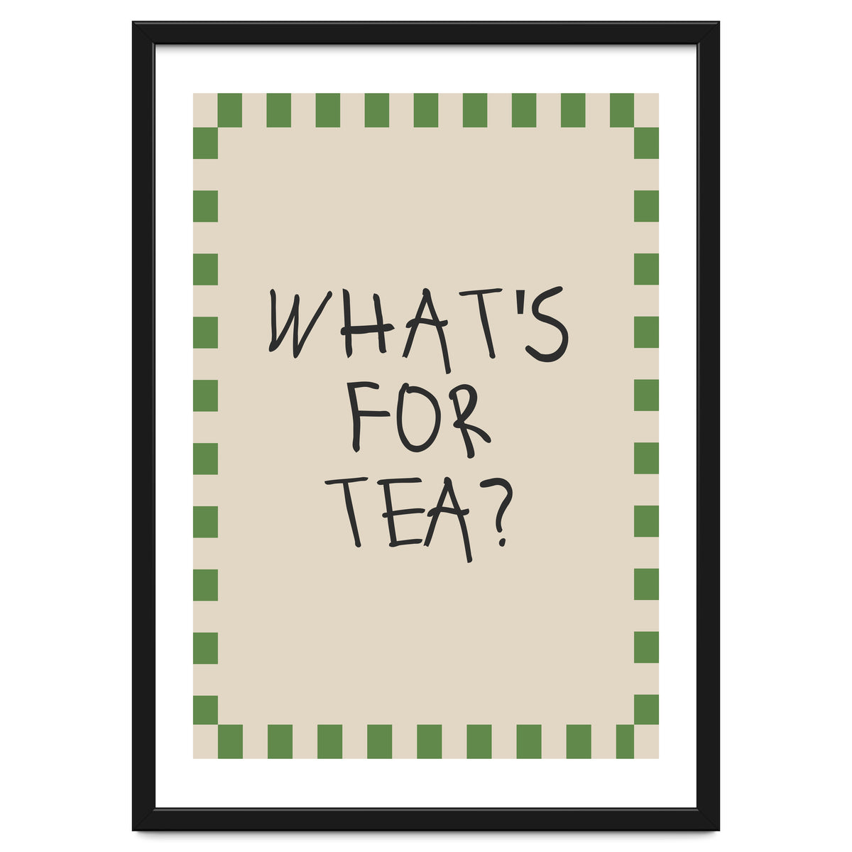What’s For Tea, Cute Kitchen Quote Print, Playful Wall Art for Dining Spaces