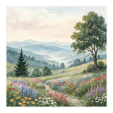 Serene Mountain Meadow Watercolor Landscape (Print Only) thumbnail