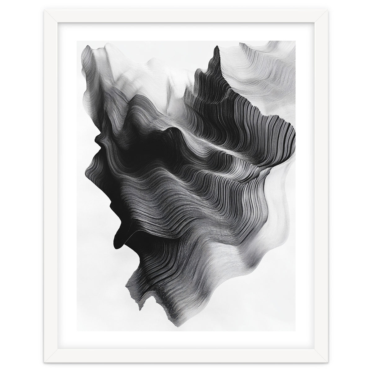 Abstract Black And White Wavy Lines Forming Organic Shapes