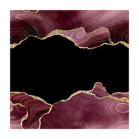 Burgundy & Gold Glitter Agate Texture 04 (Print Only)