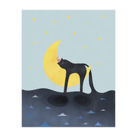 Beauty Sleep - Melting Cat on the crescent moon (Print Only)