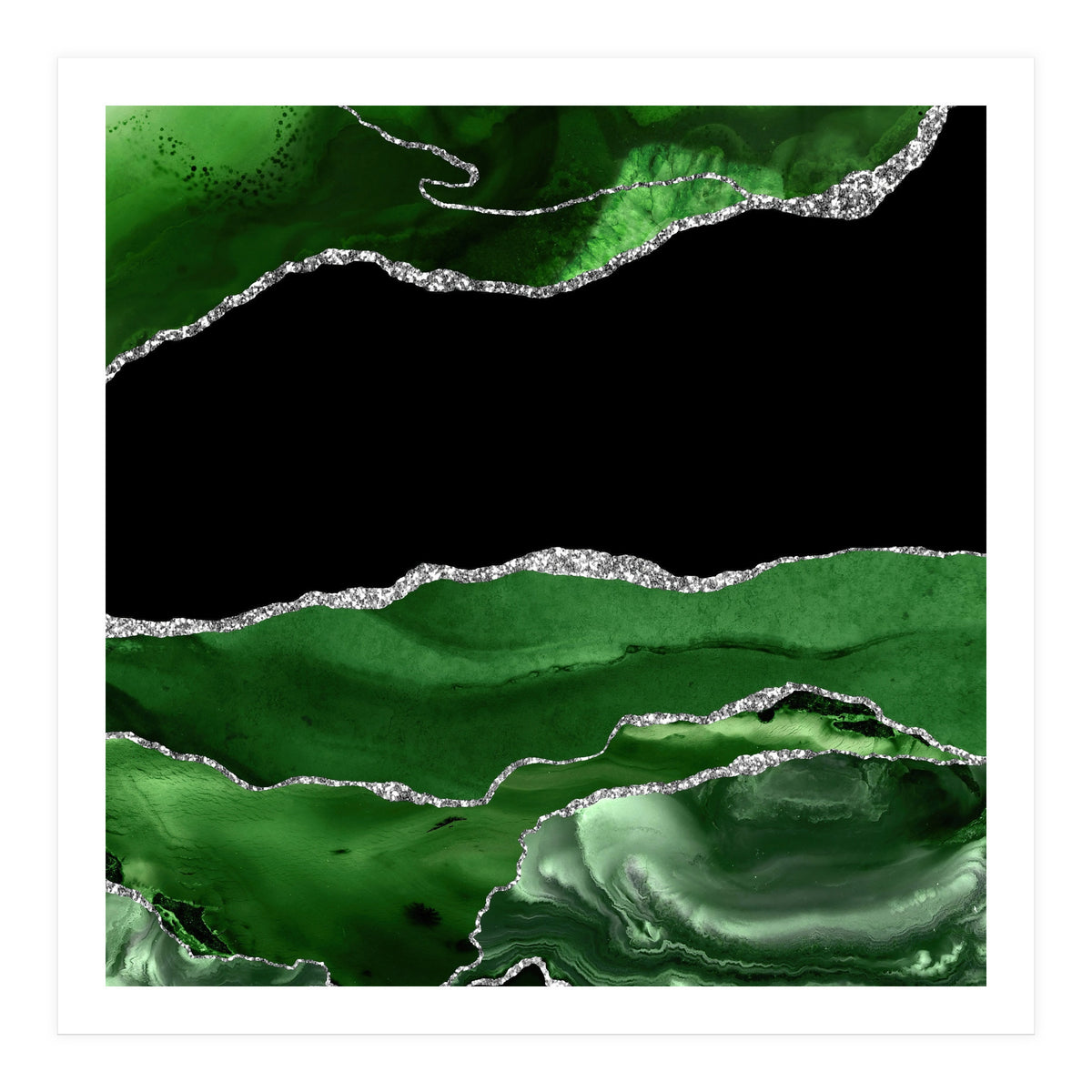 Green & Silver Agate Texture 02  (Print Only)