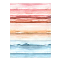 Watercolour Abstract Stripes Red Blue (Print Only)