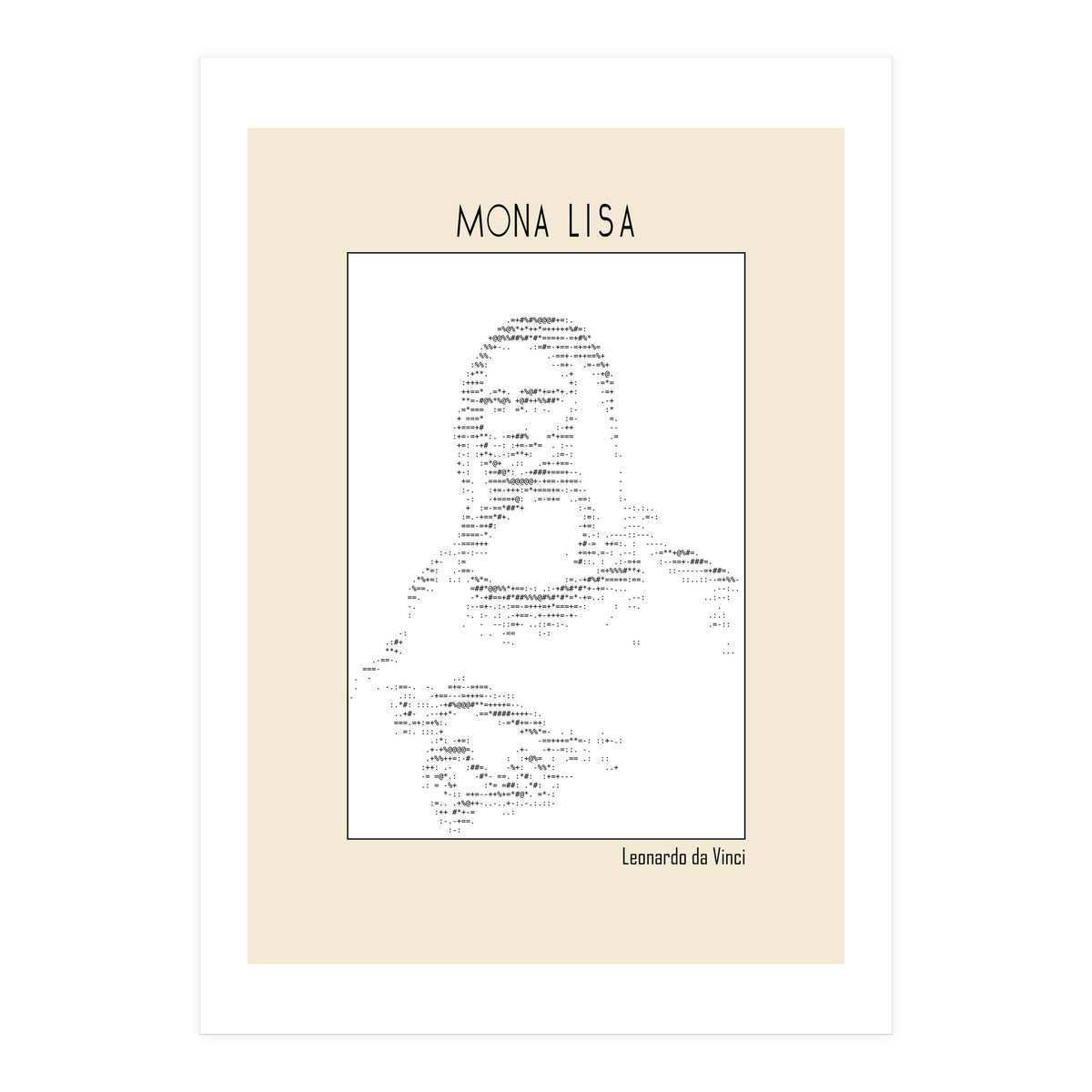 Mona Lisa – Leonardo Da Vinci Ascii Art (Print Only)