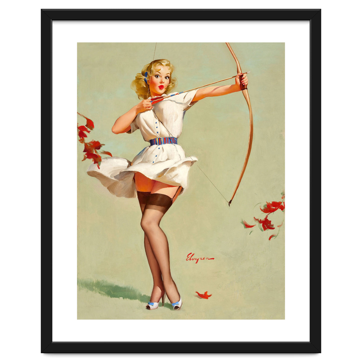 Pinup Sexy Girl Playing A Cupid