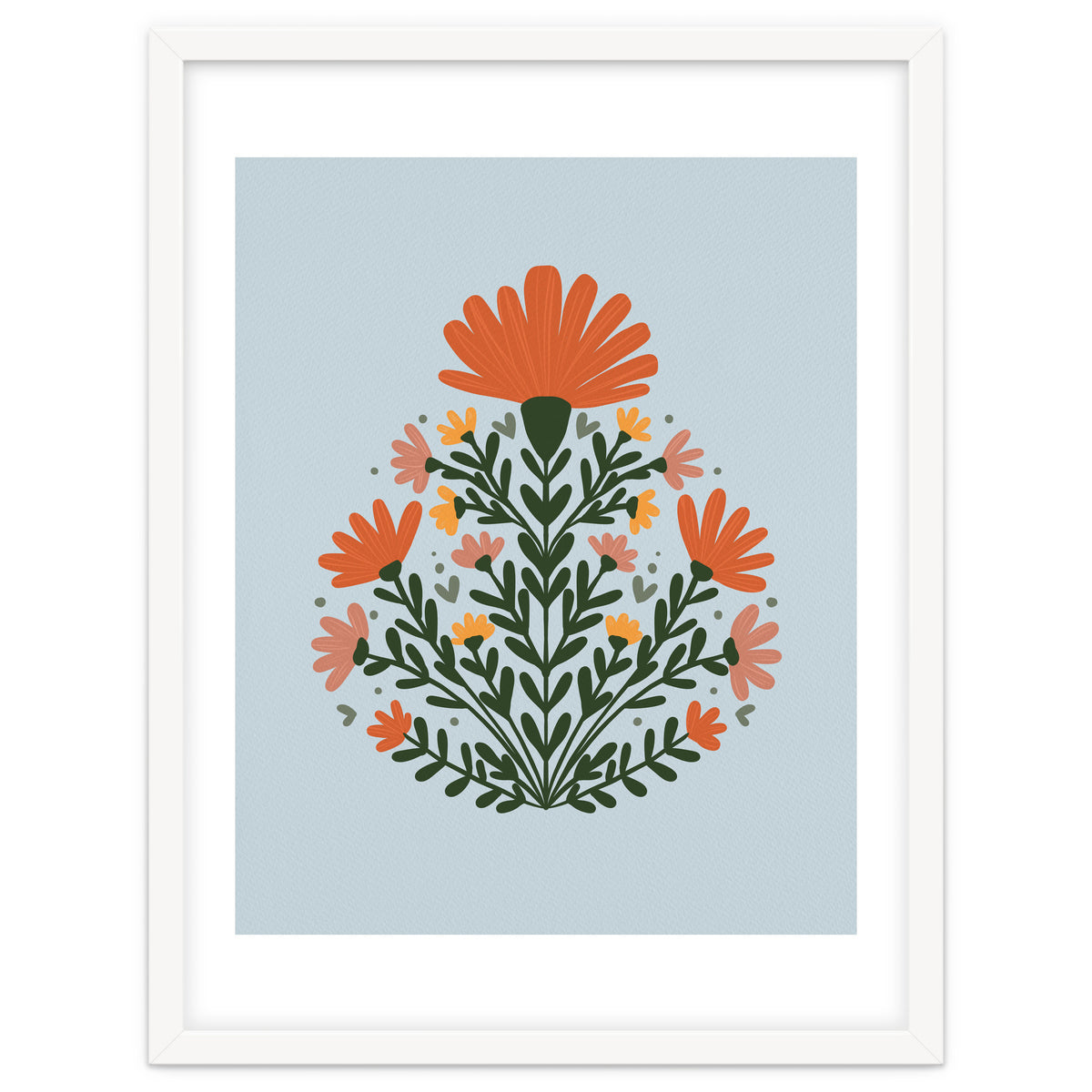 Symmetrical floral bouquet - orange and green