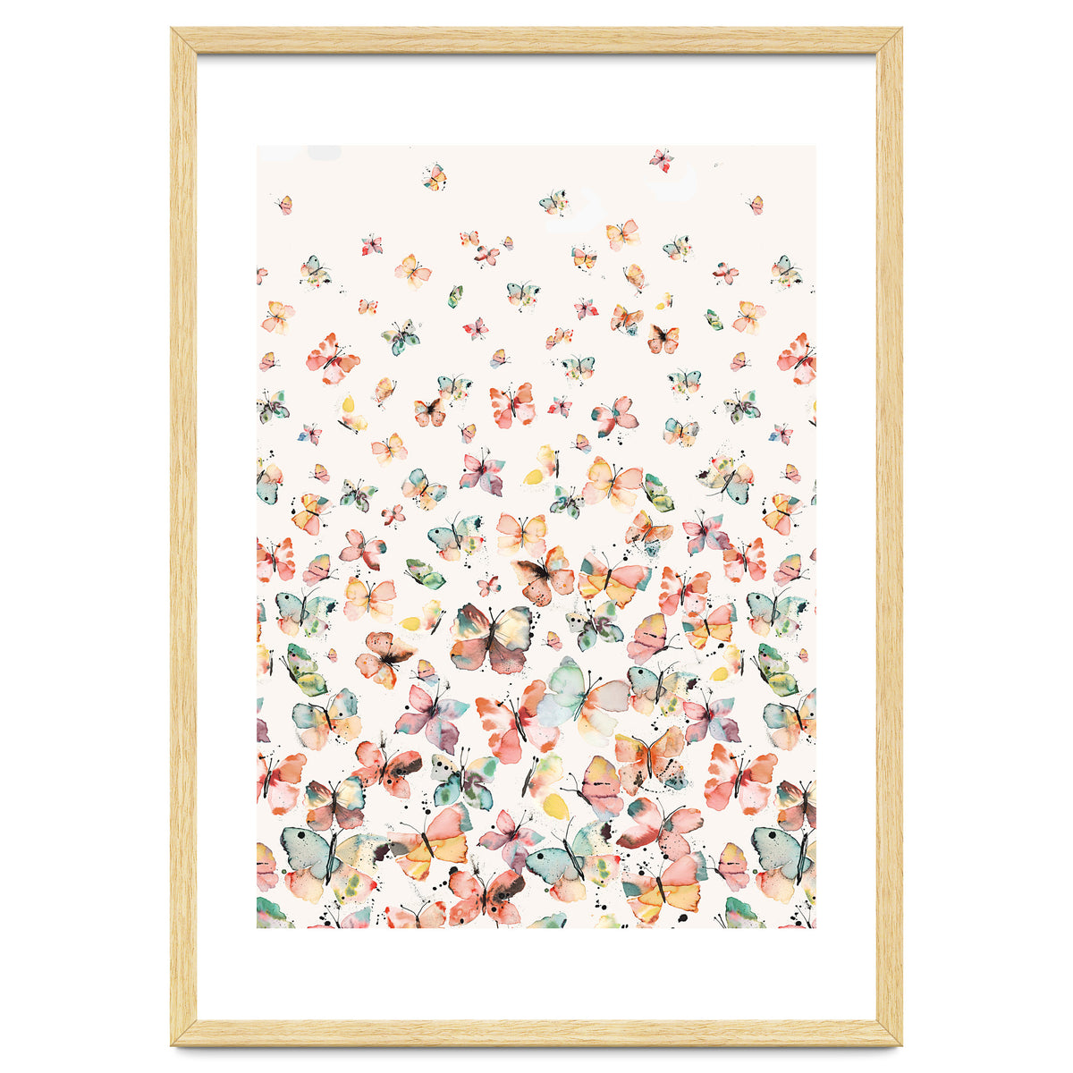 Watercolor Spring Butterflies Apricot