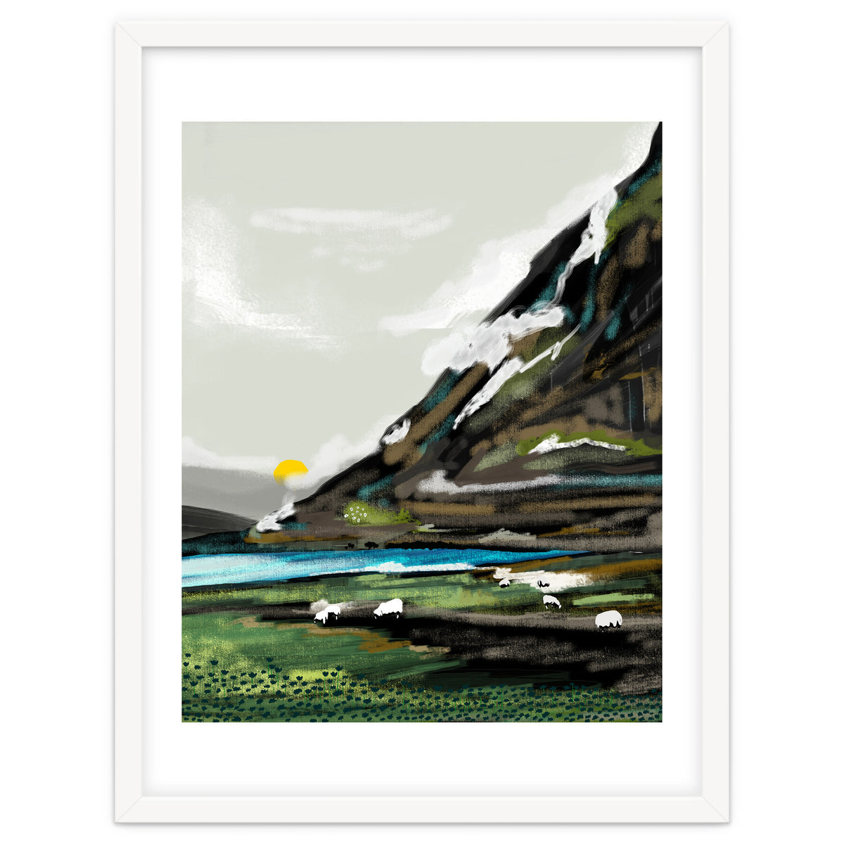 Graze, Cattle Nature Landscape Painting, Mountains Wild Adventure Cows, Animals Grassland Bohemian