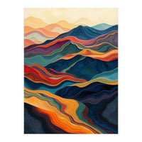 Abstract Mountain Landscape Art with Fluid Textures (Print Only)