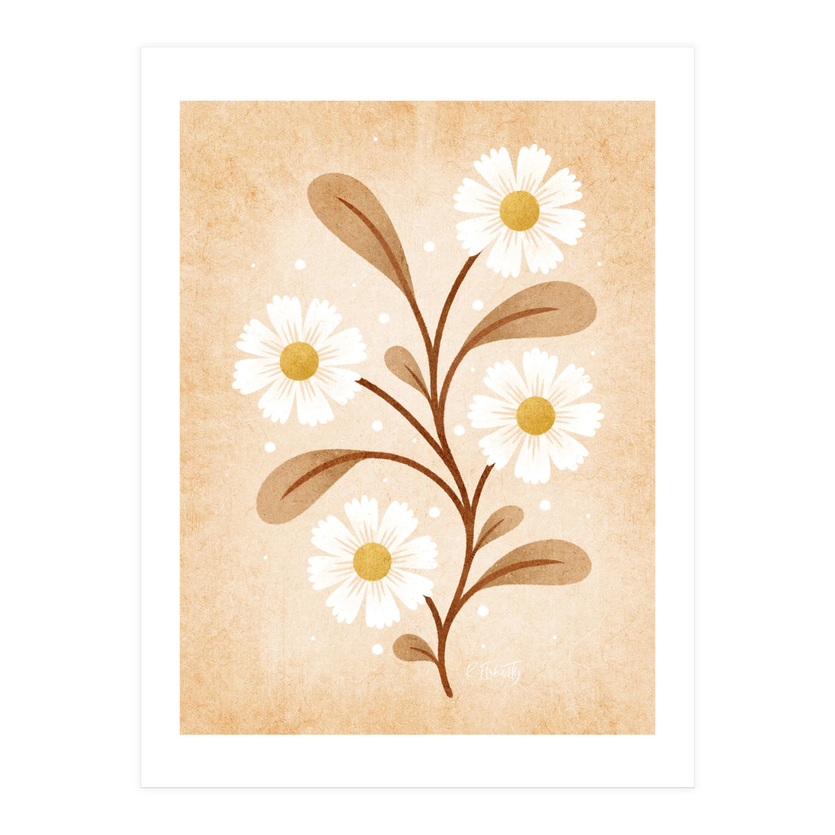 Vintage Beige Daisies (Print Only)
