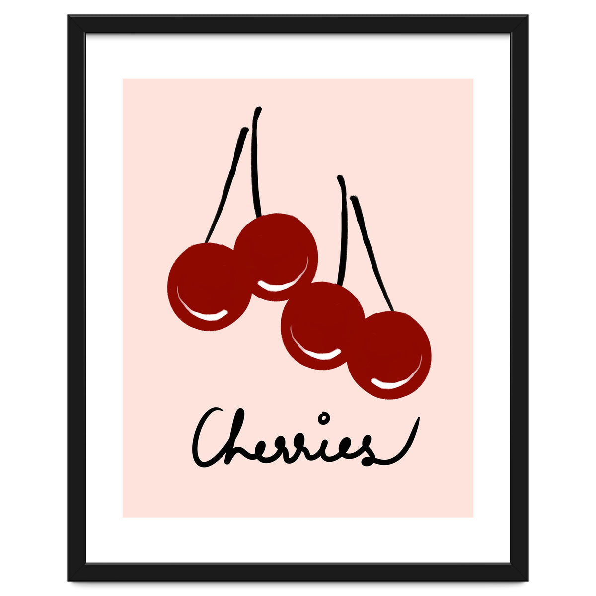 Cherries modern simple minimalistic red cute Fruit wall art