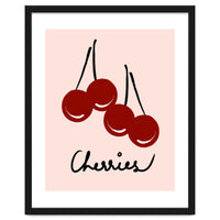 Cherries modern simple minimalistic red cute Fruit wall art