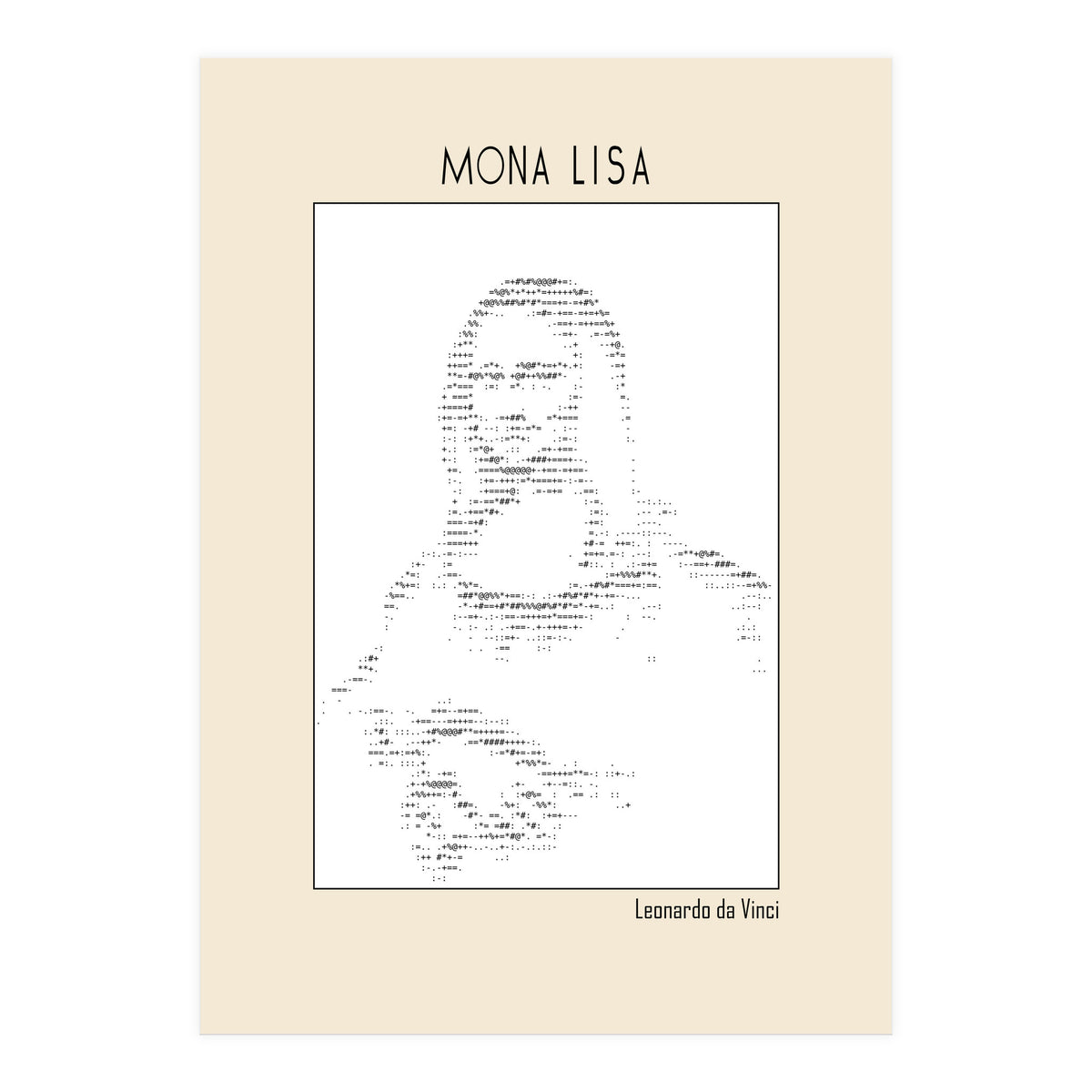 Mona Lisa – Leonardo Da Vinci Ascii Art (Print Only)