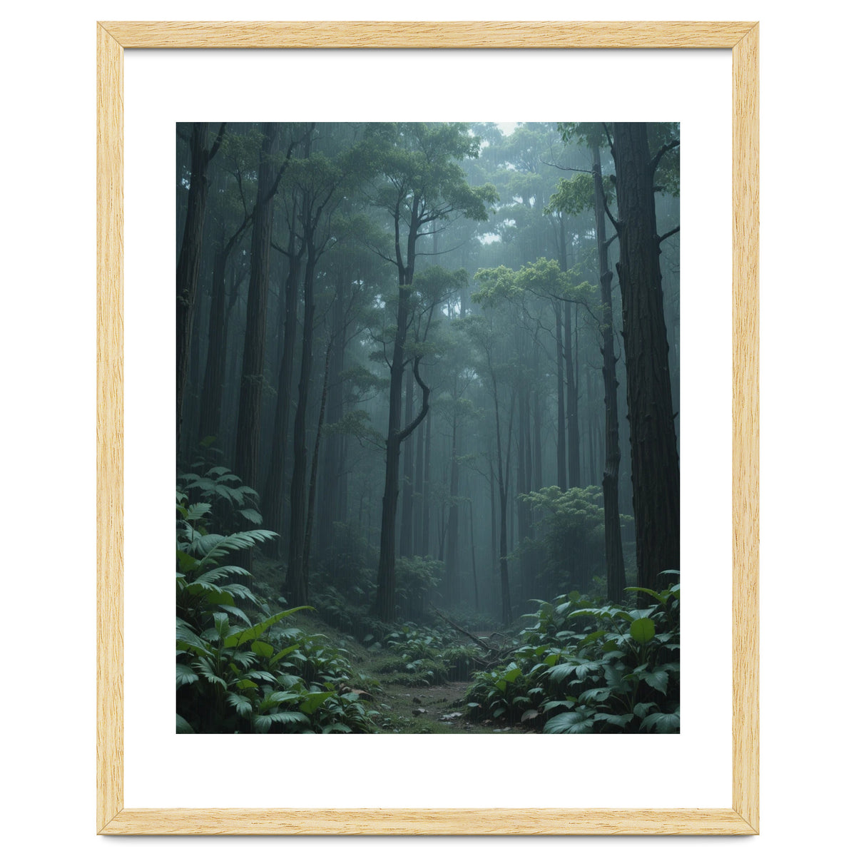 Ethereal Misty Forest in the Rain