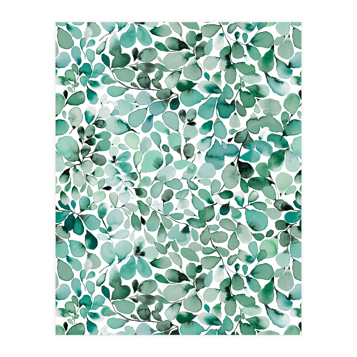 Leaffy Eucalyptus Botanical Leaves Green (Print Only)