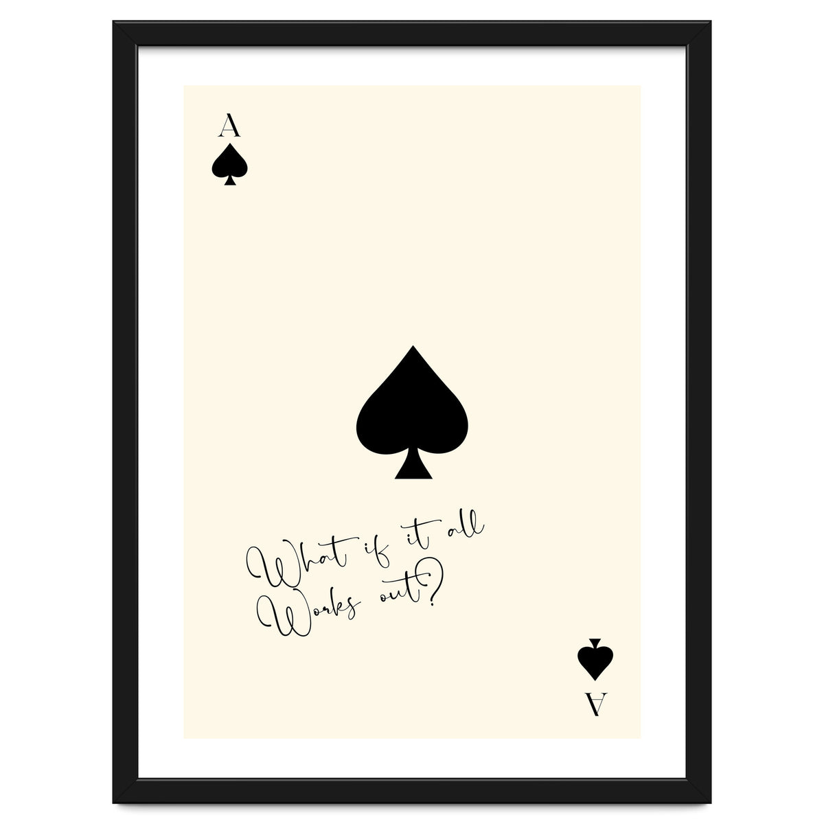 Ace of Spades Motivational Card Print, What If It All Works Out Poster