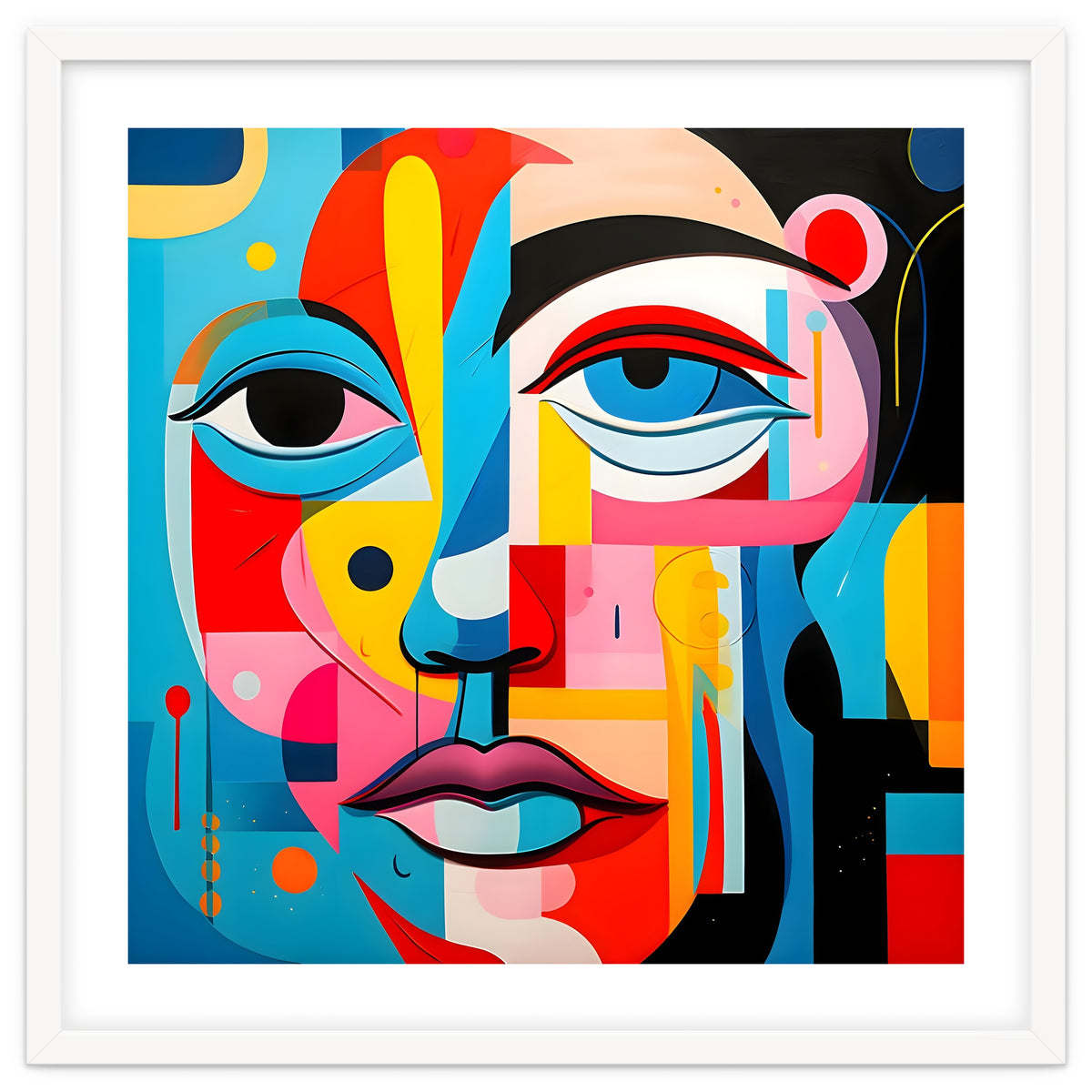 CUBIST HARMONY,  face, the essence of Cubist inspiration in a fragmented vibrant spectrum.