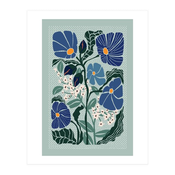Klimt Flowers Light Blue (Print Only)
