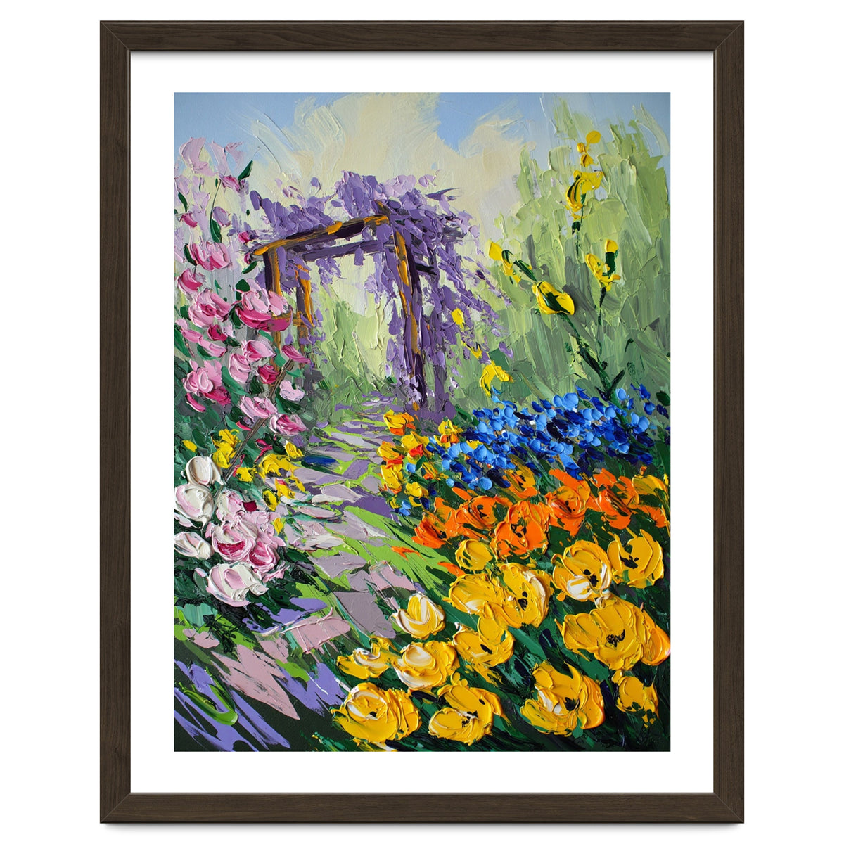 Sun-Drenched Garden Pergola Oil Painting