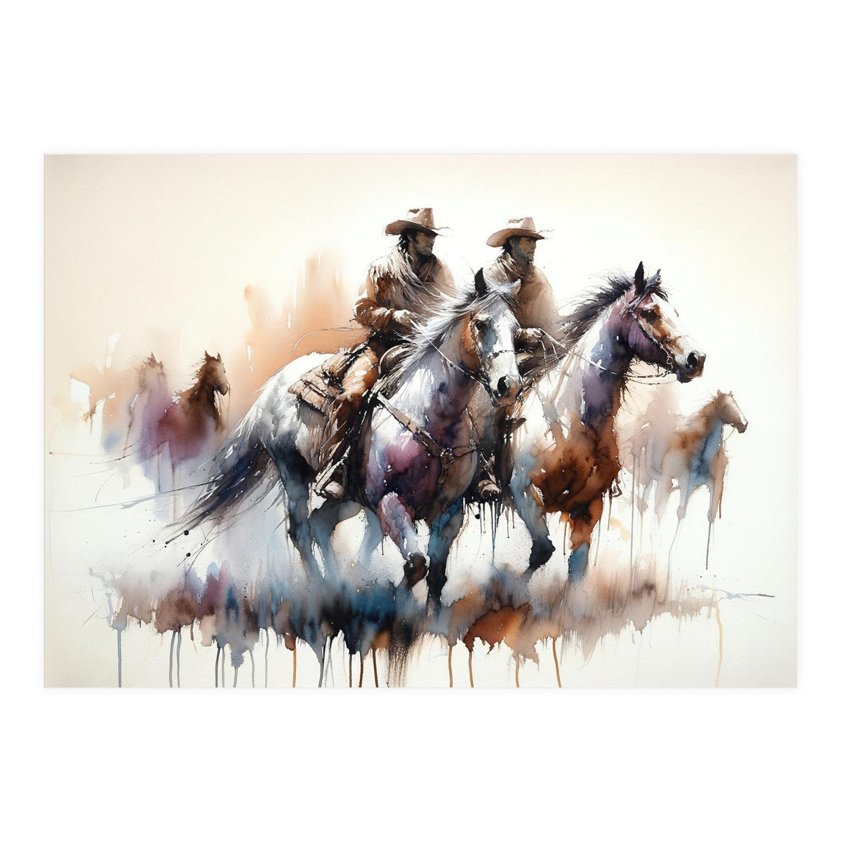 Cowboy Riders On Horses (Print Only)