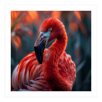 Vibrant Flamingo Close Up Portrait Outdoor Nature (Print Only)