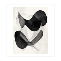 Abstract Black And White Flowing Organic Shapes With Texture (Print Only)