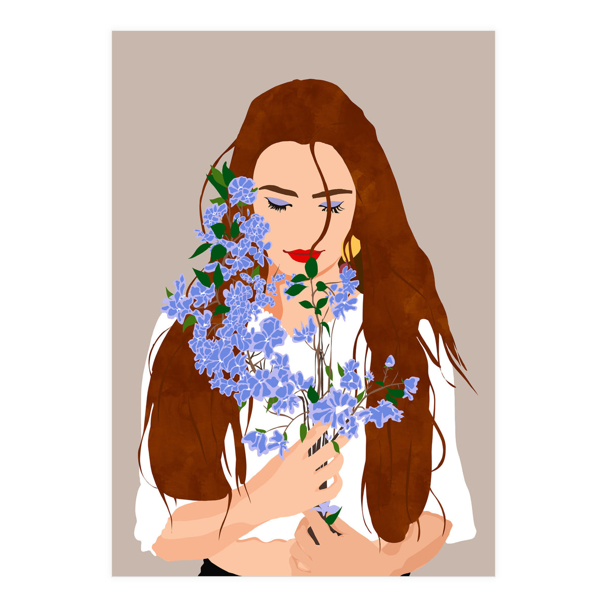 The Becoming, Nature Plants Bohemian Woman, Botanical Modern Mindful Self Care Self Love Positivity (Print Only)