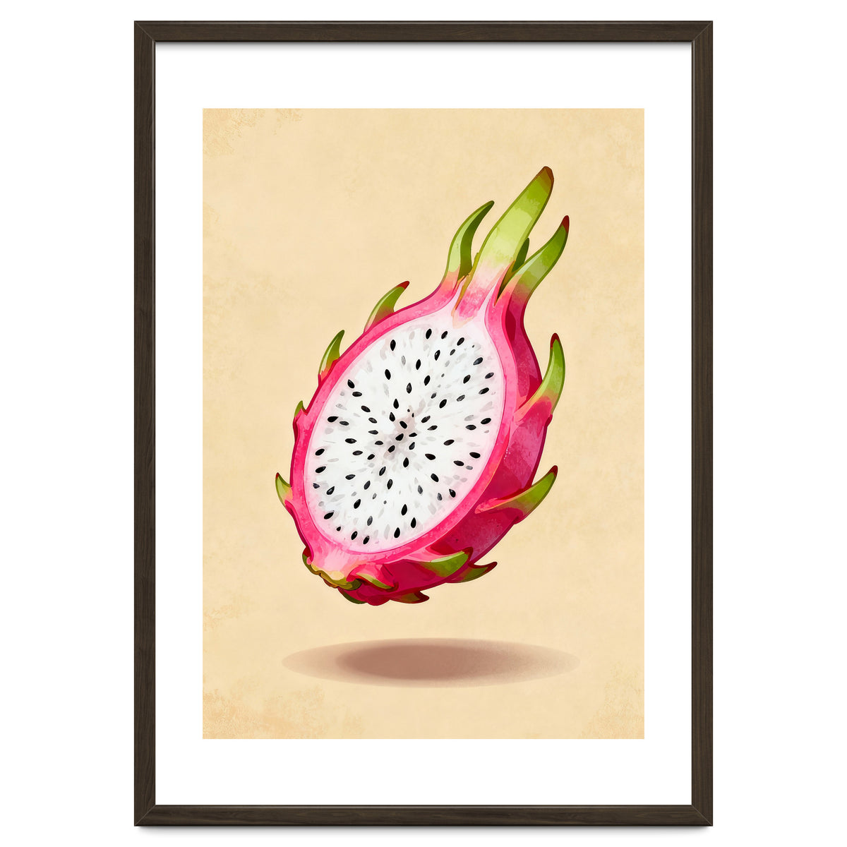 Dragonfruit, Watercolor Illustration, Tropical Pink Art