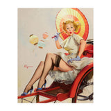 Pinup Girl In Rickshaw Experiencing Sudden Wind (Print Only) thumbnail