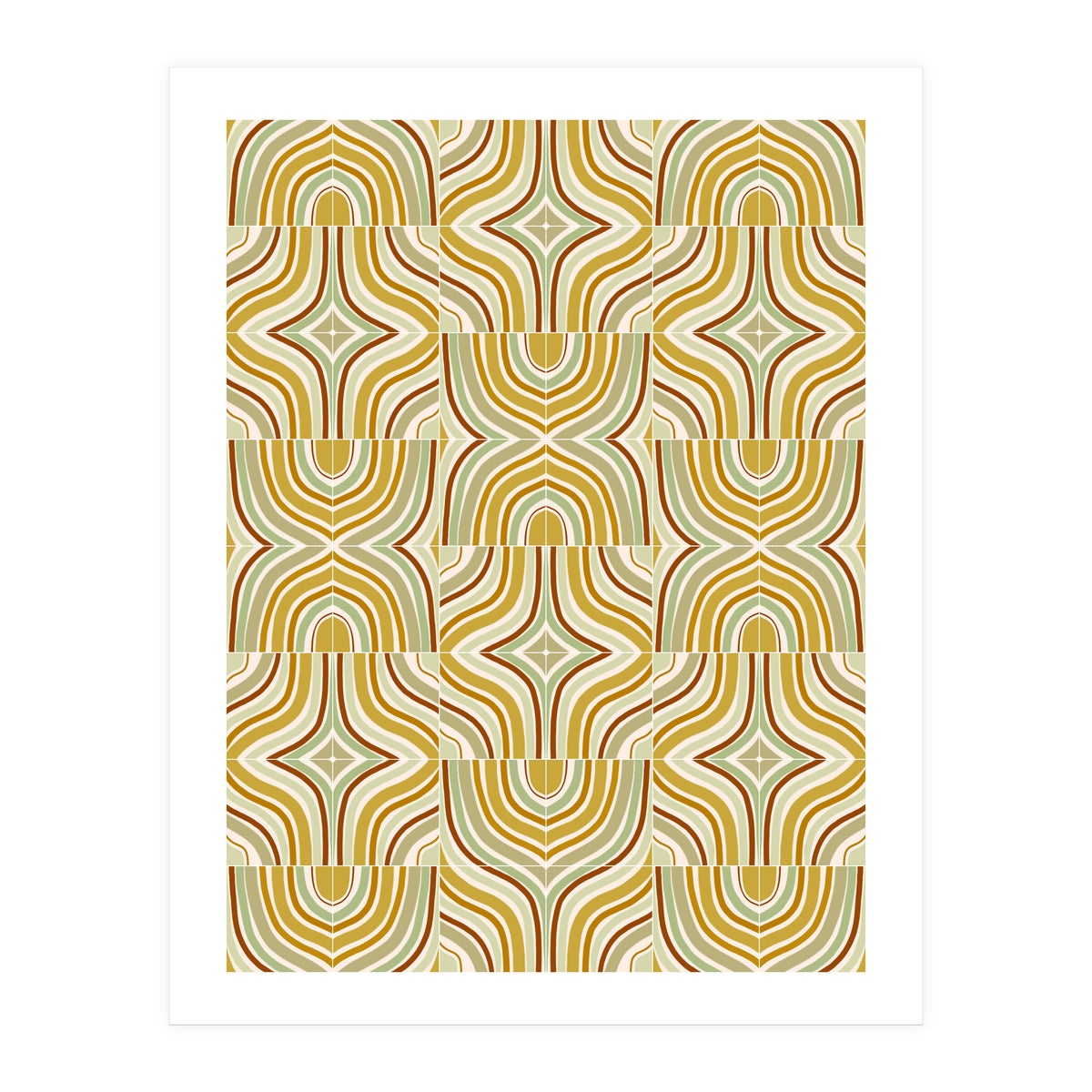 Ochre Retro Marbled Tiles (Print Only)